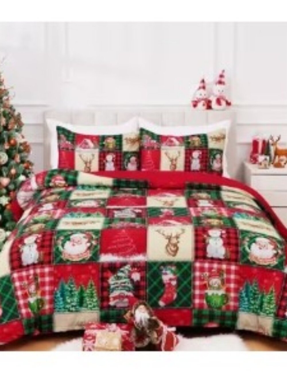 Christmas Patchwork Duvet Cover - 3pc Set - King